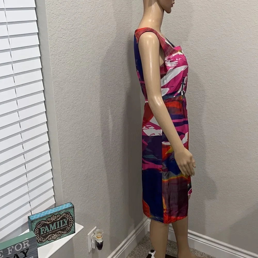 Tory Burch bright watercolors beautiful silk designer dress, fully lined.